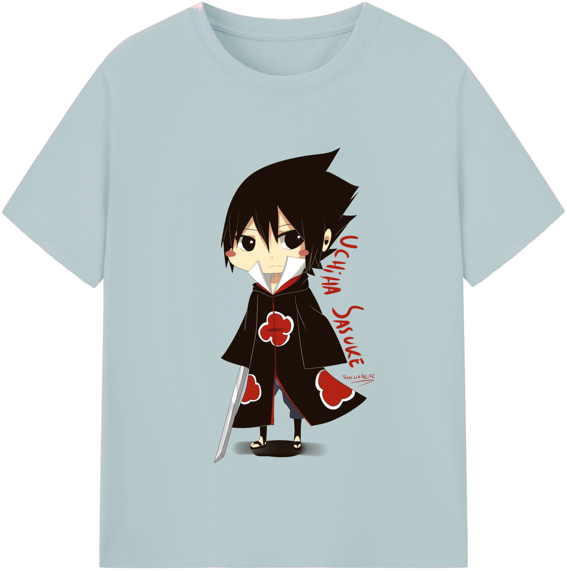 （画像用） NARUTO -ナルト- うちは サスケ Uchiha Sasuke 綿100％半袖Tシャツ（フロントプリント）